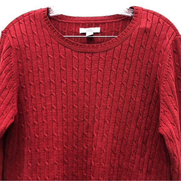 Croft & Barrow Women's Size L Red Sequined Scoop Neck Long Sleeve Knit Sweater - Picture 3 of 8